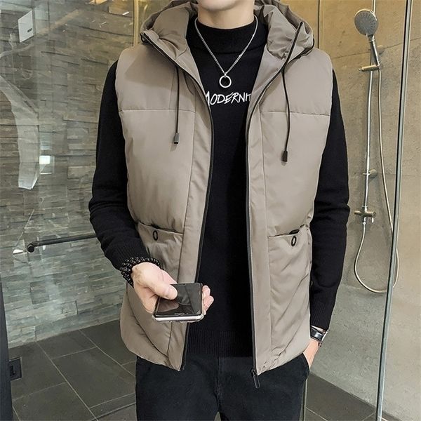 

7xl vest men solid winter jacket warm men's outerwear waistcoat casual vests hooded jacket man sleeveless jackets plus size 201120, Black;white