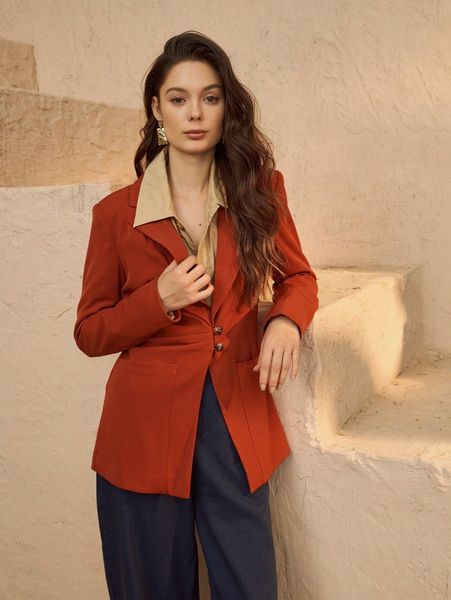 

ruched dual pocket blazer k6bz#, White