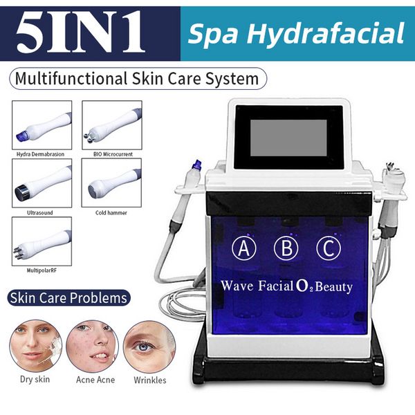 Máquina de emagrecimento nova versão 5 em 1 diamante dermoabrasão vácuo ultra-sônico rf hidro oxigênio jato spray facial clareamento da pele apertar máquina