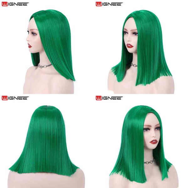 

nxy wignee straight synthetic middle part green cosplay short hair bob heat resistance s for women 220622, Black