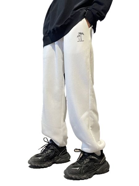 

men tropical and letter graphic sweatpants z0oi#, Black