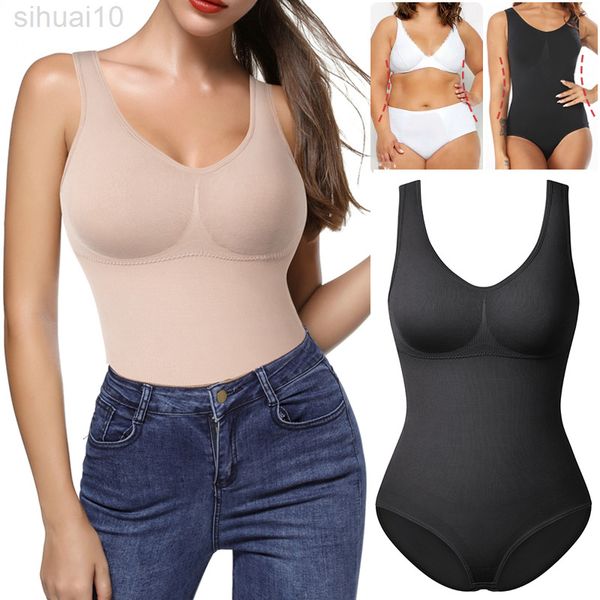 Bodysuit Shapewear Damen Body Shaper Nahtloses Bauch-Kontroll-Korsett Top Bauch Abnehmen Mantel Taillentrainer Bauch Oberschenkel Smarter L220802