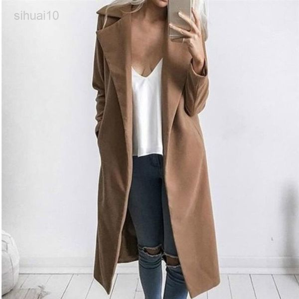 

fashion trench coat for women long winter jacket women plus size clothing 2019 sobretudo feminino abrigos mujer invierno l220725, Tan;black