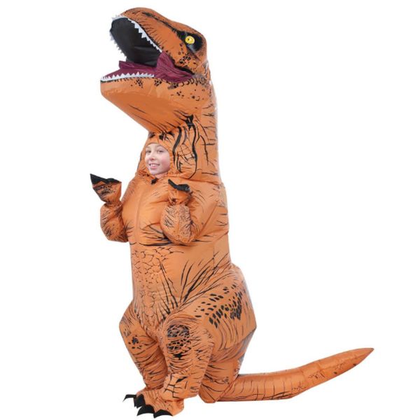 

mascot doll costume inflatable dinosaur t rex costume children girl boy blowup halloween inflatable costume party for kids 6 to 9 ye, Red;yellow