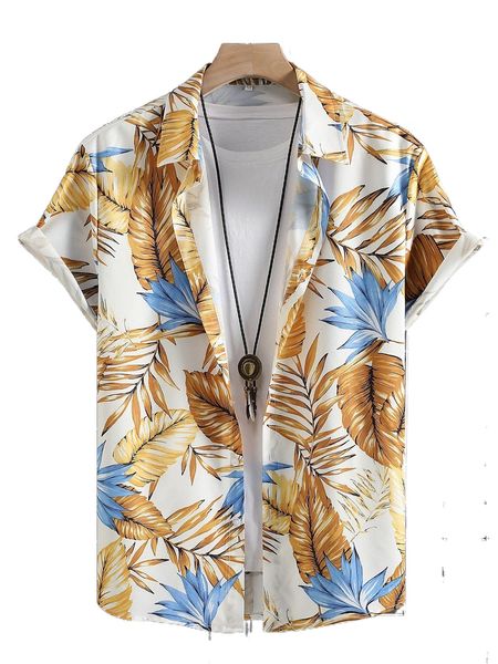 

men random tropical print shirt without tee 12qn#, White;black