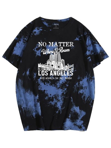 

men tie dye & slogan graphic tee d7aj#, White;black