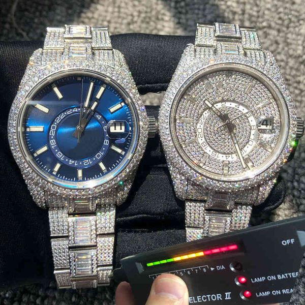 Moissanite Diamanti completamente ghiacciati Orologio Pass Test Movimento automatico Eta Chiusura originale Tutte le funzioni Funzionano Uomo Lusso