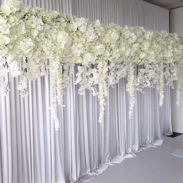 Pannello di Flores bianco della parete del fiore artificiale di disegno di Uplcale per la decorazione dell'arco dei centrotavola dello sfondo di nozze