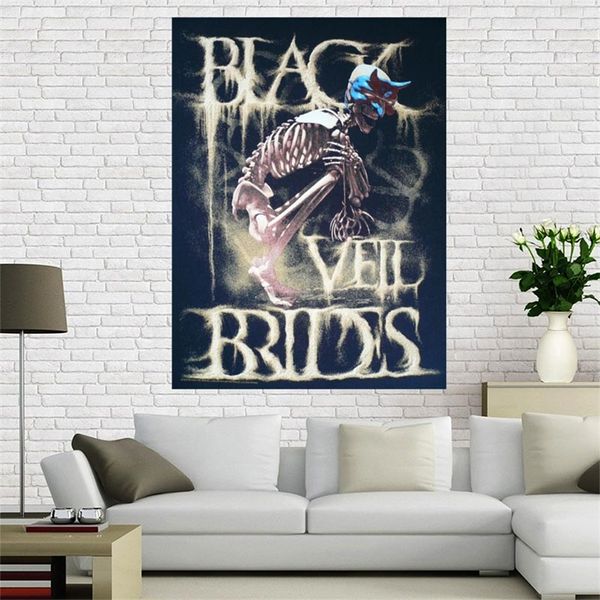 Arrivo Personalizzato Velo Nero Spose Tela Pittura Home Decor Panno Tessuto Wall Art Poster per Soggiorno 220622