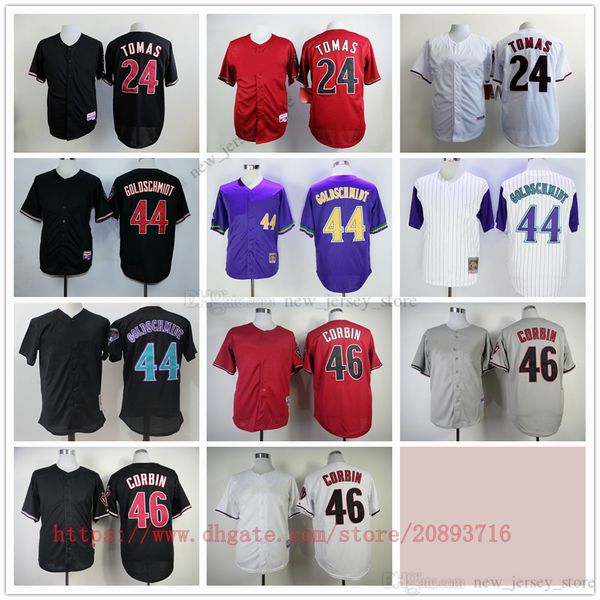 

movie college mitchellness baseball wears jerseys stitched 24 yasmanytomas 44 paulgoldschmidt 46 patrickcorbin all stitched away breathable, Black