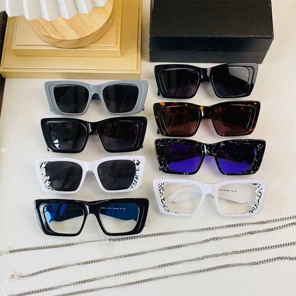 

original 1:1 occhiali triangle Sunglasses PR08YS women Rectangular frame accentuates the front profile Sonnenbrille da sole men Driving glasses Shades with chain