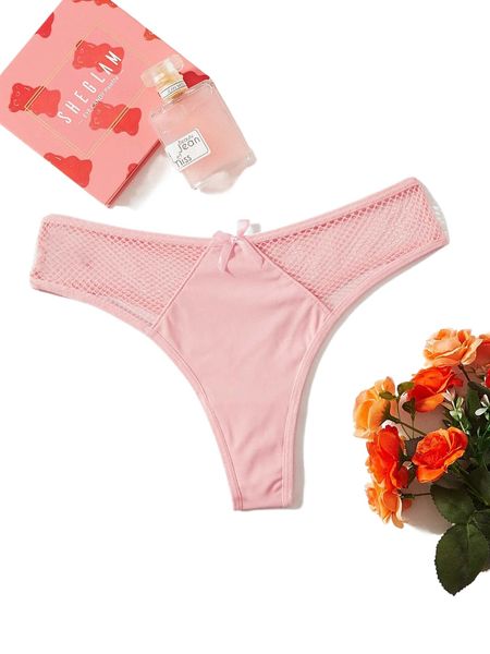 

fishnet insert bow front no show panty q1ad#, Black;red