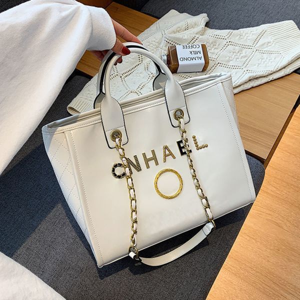 

women's brand luxury handbags beach bags designers ch metal letter badge tote evening bag small mini body leather handbag large female