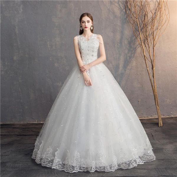 Altri abiti da sposa Dower stile coreano scollo a V abito senza maniche in pizzo abito da ballo 2022 moda semplice Estidos De NoivasAltro