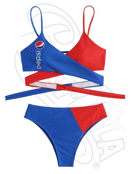 

romwe x pepsi two tone halter bikini swimsuit b5rw#, White;black