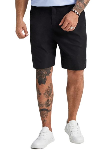 

extended sizes men slant pocket shorts v36o#, White;black