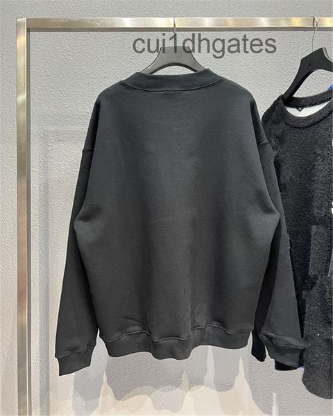 

2022 designer blgc hoodies high version 21fw autumn and winter new front letter printing lion laurel fleece round neck paris sweater for men, Black