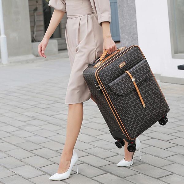 

suitcases 16" 24"inch retro women luggage travel bag with handbag rolling suitcase set on wheels