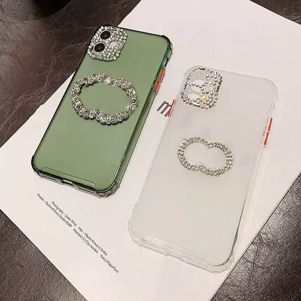 Casos de telefone de designer de luxo para iPhone 12 13 Pro Max Women Women Cellphone Capa 11 xr x xs 7 8 Plus Diamond Phone Case Green White High Quality