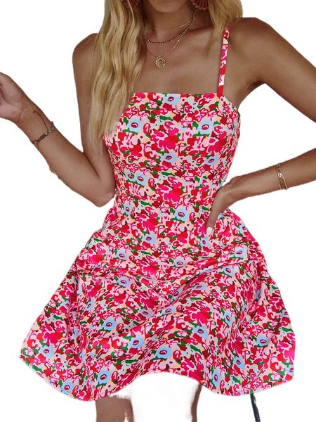 

allover floral print cami dress e8w0#, Black;gray