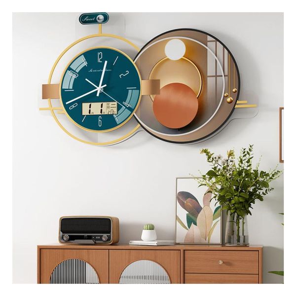 Relógios de parede Relógio perpétuo do calendário LCD Digital com temperatura Moda de moda controlada por rádio Decoração de casa Klok Bwall