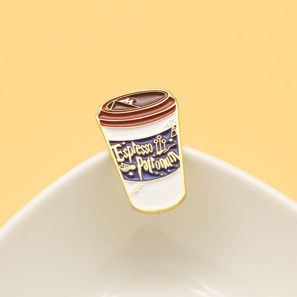 

coffee enamel pins milk tea cup metal cartoon brooch backpack hat bag collar lapel badges men women fashion jewelry gifts, Blue