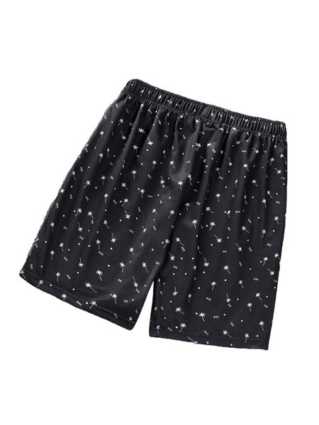 

men allover tropical print drawstring waist shorts n0jh#, White;black