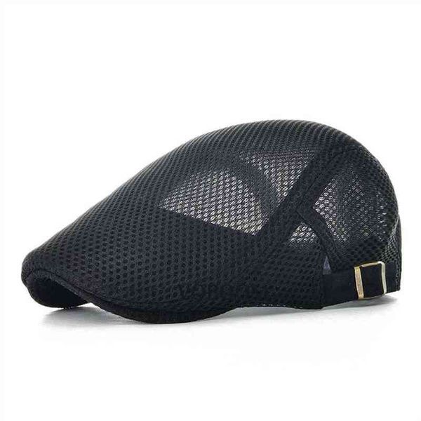 

voboom summer men women casual beret hat ivy flat cap cabbie newsboy style gatsby hat adjustable breathable boina mesh caps 124 j220722, Blue;gray