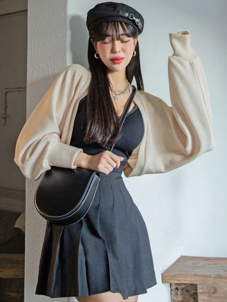 

dazy batwing sleeve open front cardigan t8my#, White;black