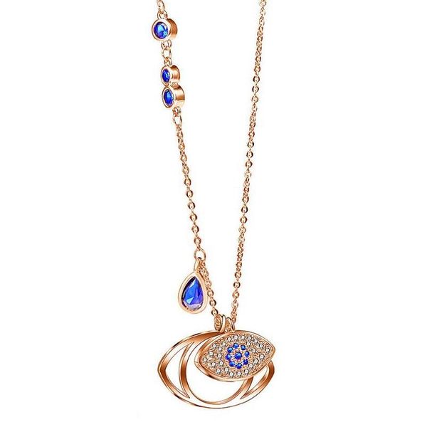 

evil eye necklace for women turkish crystal blue eyes pendant necklaces with message card symbolic lucky jewelry, Silver