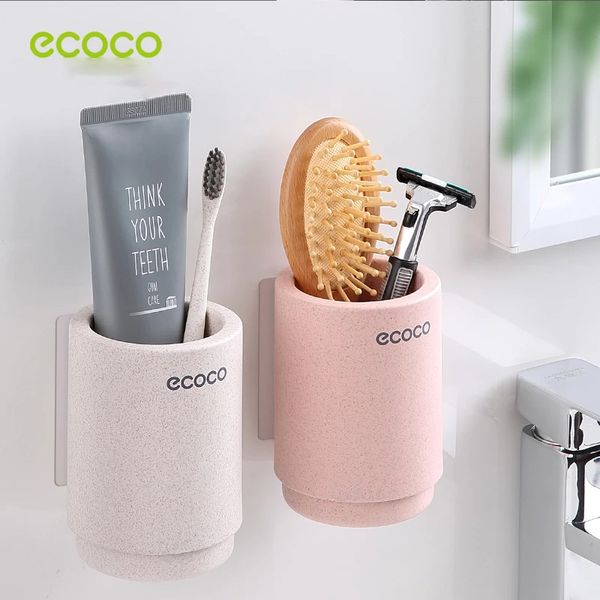 ECOCO Magnet-Zahnbürsten-Badezimmer-Zubehör-Halter, Weizenstroh, gesund, für Zuhause, Wandmontage, staubdicht, keine Nagelwand