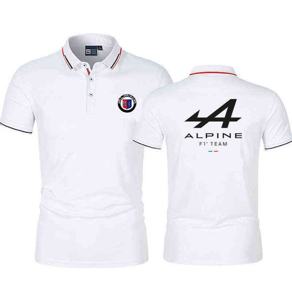 

summer men's polo shirts alpine f1 team fernando alonso print polo shirts casual short sleeves lapel breathable shirts biker top, White;black