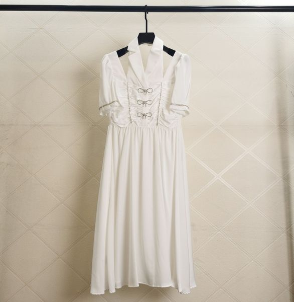 

european fashion v-neck nail drill hollow waist dress, Black