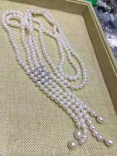 

gorgeous new design natural round pearl necklace 925s, Silver