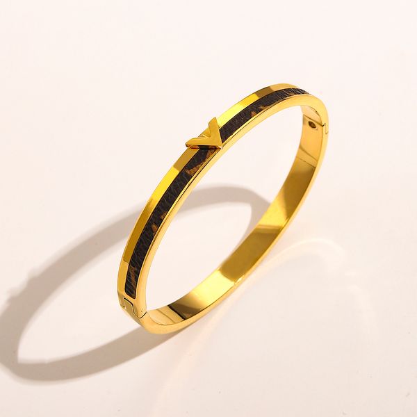 

branded designer bracelets women bangle luxury designer jewelry faux leather 18k gold plated stainless steel bracelet womens wedding gifts, Silver