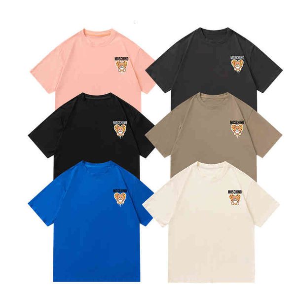 

men's t-shirts summer 2022 letter small pattern korean loose love bear print men's and women's short sleeved t-shirt pyo4, White;black