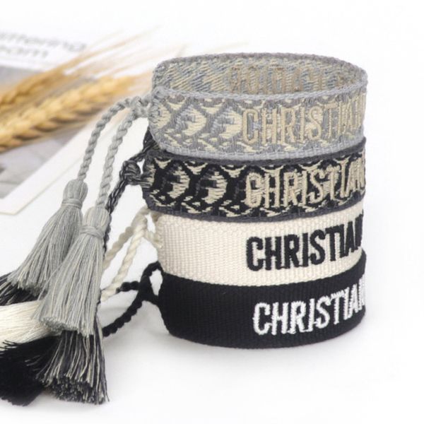 

luxury brand braided bracelet adjustable woven friendship bangle for womens mens designer letter embroidery rope bracelets jewelry gift code, Golden;silver