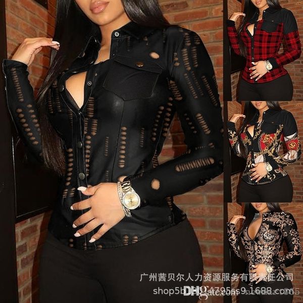 

2022 women leather t-shirts fashion casual hollow out lace long sleeve pullover blouse playera tee shirt femme, White