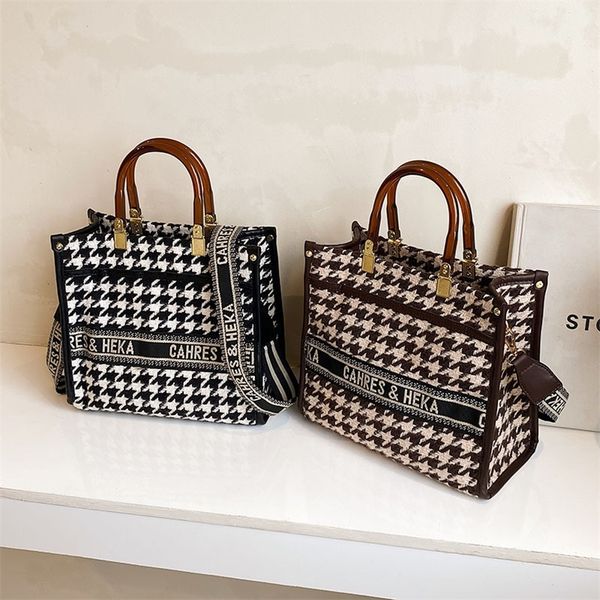 

factory discount 66% off shangpin 2022 new style lattice contrast color tote bag portable one shoulder diagonal cross fashion women's