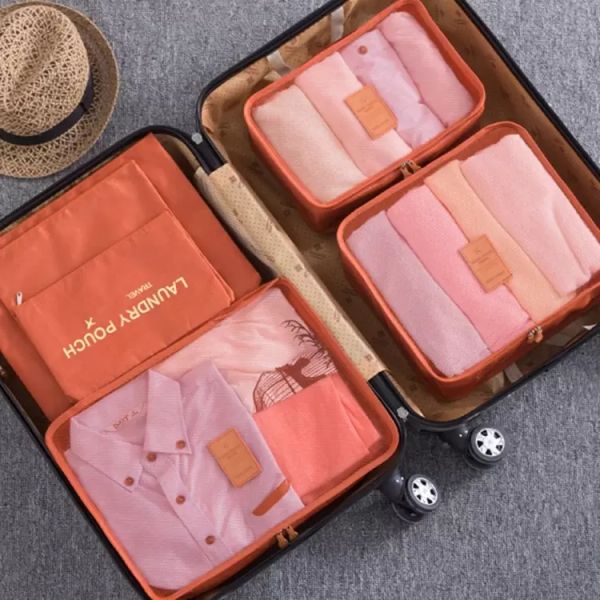 

6 pcs travel storage bag set make up box organizer suitcase pouch travel bag organizer case shoes packing cube bag luggage