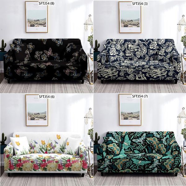 Chaves de cadeira Flores de borboleta Sofá preto assento L Coupas de tampa da forma para o sofá de sala de estar homechair de canto de canto