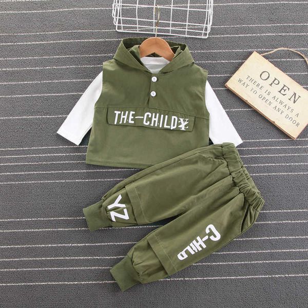 

kids clothes baby boys sets costume long sleeve hooded tracksuit pants 3pcschildren spring outfits set infantil newbor, White