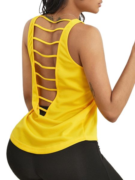 

cut out backless absorbs sweat breathable softness sports tank x41f#, Gray