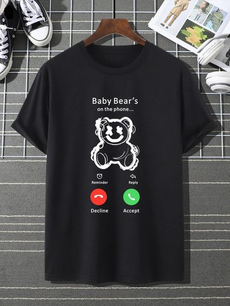 

men cartoon and letter graphic tee q9x5#, White;black