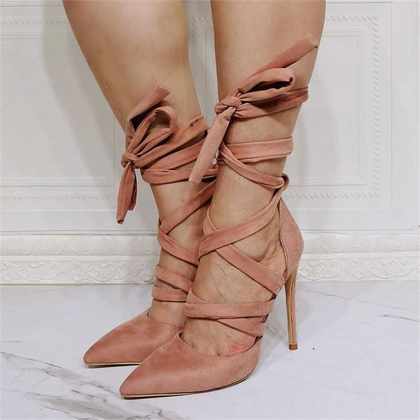

sorbern customized dress shoes bandage slim high heels nightclub banquet large 46 pointed women's single shoes, Black