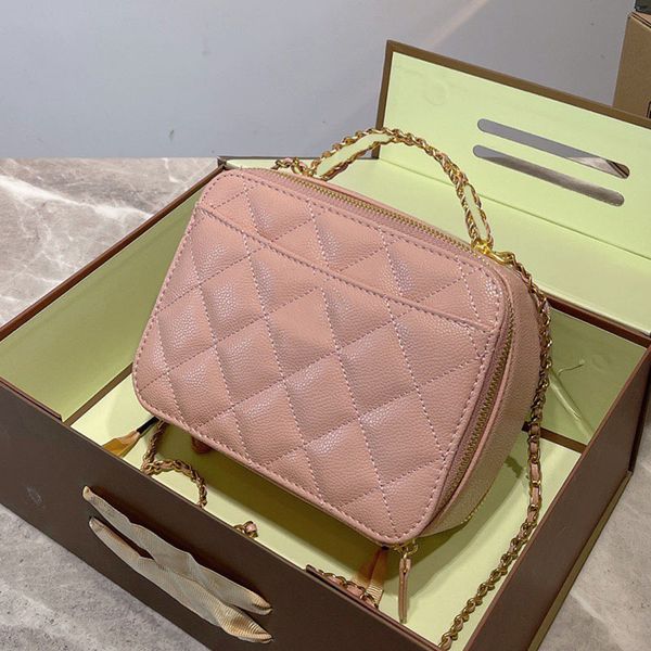 

22ss pearl pink white cross bags premium caviar lambskin hollow handle quilted gold metal multi pocket cosmetics spring summer luxury design