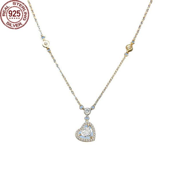 

s925 sterling silver zircon love necklace women's korean stall women
