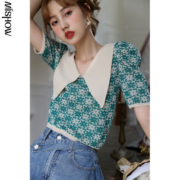

mishow tshirt for women short sleeve thin knitted summer korean style slim vintage harajuku female crop mxa27z0019 220520, White
