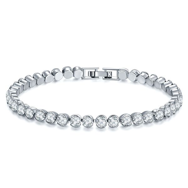 

crystal bracelet 14k gold aaa zircon 4mm bracelet tennis with diamonds charm women bridal wedding gift jewelry 17cm/19cm, Golden;silver