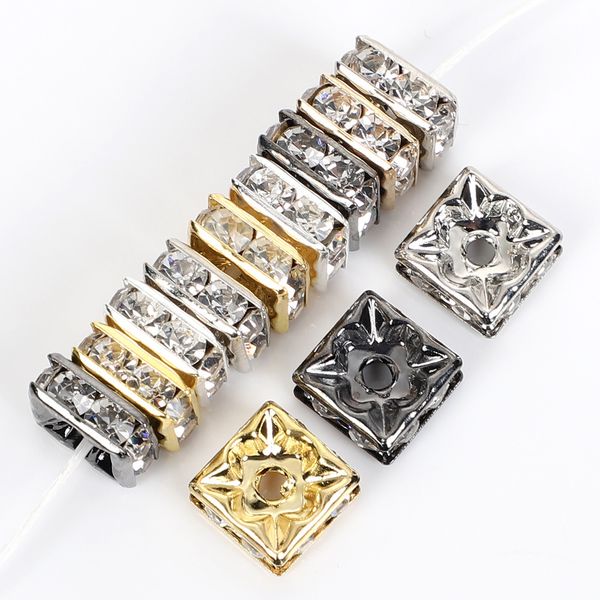 

50pc/lot 6mm 8mm 10mm ab color rhinestone ball shape loose beads metal crystal beads for jewelry making diy accessories, Bronze;silver
